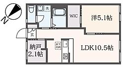 コーポ萩 1SLDKの間取図画像