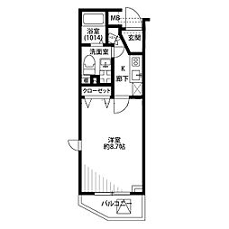 プレール・ドゥーク板橋区役所前II 2階1Kの間取り