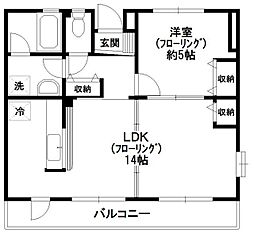須賀第6ハイツ 1LDKの間取図画像