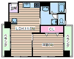同心サワダハイツ 1LDKの間取図画像