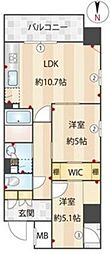 コスモグラシア三ノ輪 2LDKの間取図画像