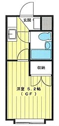 ヘリオス378谷保 1Kの間取図画像