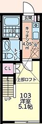 日野市大坂上3丁目アパート 1Kの間取図画像