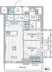 パークアクシス東陽町レジデンス 11階2LDKの間取り