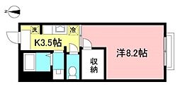 レアール 2階1Kの間取り