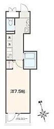 MELLAS川口 1Kの間取図画像