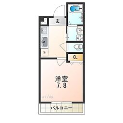 フジパレス稲野駅北2番館 1Kの間取図画像