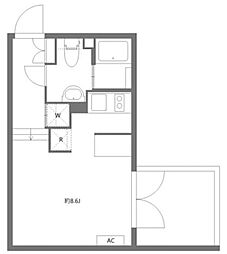 アレーロ西早稲田 1階ワンルームの間取り