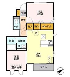 サクラヒルズA 2LDKの間取図画像