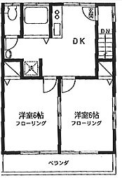 船堀ハイツ 3階2DKの間取り