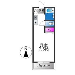 プリンスハイツ1 1Kの間取図画像