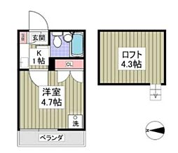 ロゼリア 1Kの間取図画像