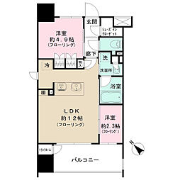 パークリュクス博多駅前 2LDKの間取図画像