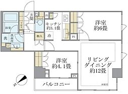 ブリリア日本橋茅場町 2階2LDKの間取り