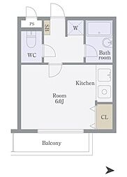 野方ウィズ 1階ワンルームの間取り