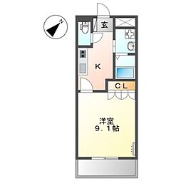 イフェクト 1Kの間取図画像