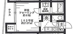 クレステージ中野 1Kの間取図画像