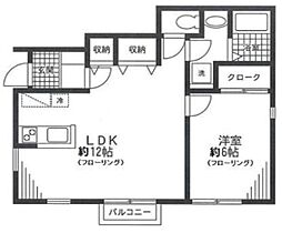 PAL港南B 1LDKの間取図画像