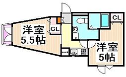 ラポルタイズミ 2階2Kの間取り