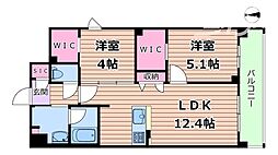 セントリヴィエ大阪梅田 1階2LDKの間取り
