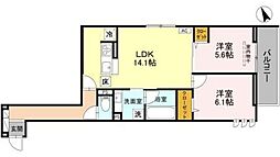 川越市砂新田3丁目アパート 2LDKの間取図画像