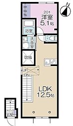 エスパシオ東小岩 1LDKの間取図画像