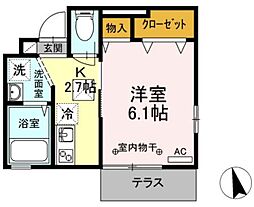 マーブル 1Kの間取図画像