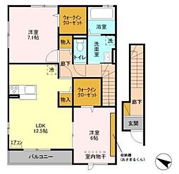 ウエストハイムIV 2階2LDKの間取り