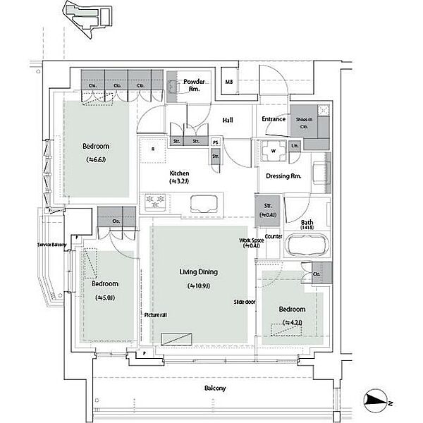 Ｂｒｉｌｌｉａ　宮前平　Ｈｉｌｌｓｉｄｅ 411｜神奈川県川崎市宮前区宮前平３丁目(賃貸マンション3LDK・4階・70.50㎡)の写真 その2