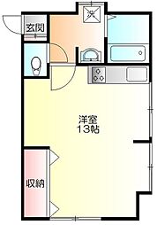 サンハイツ東林間 ワンルームの間取図画像