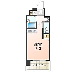 阪神なんば線 千鳥橋駅 徒歩12分の賃貸マンション 2階ワンルームの間取り