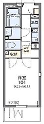 LEONEXTエステート旗の台 1Kの間取図画像