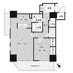 トレステージ目黒 1LDKの間取図画像