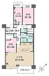 新百合ヶ丘パークハウス 3LDKの間取図画像
