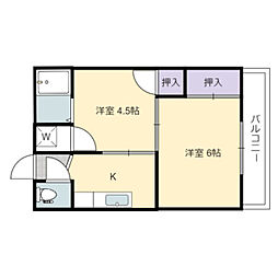 バローレ堺 2Kの間取図画像