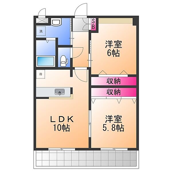 ロイヤルコート ｜大阪府泉佐野市中町２丁目(賃貸アパート2LDK・2階・51.66㎡)の写真 その2