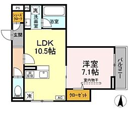 エミエール東成瀬 1LDKの間取図画像