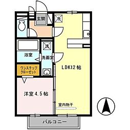 JR片町線(学研都市線) 四条畷駅 徒歩10分の賃貸アパート 1階1LDKの間取り