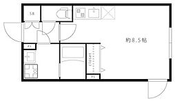 東急大井町線 戸越公園駅 徒歩3分の賃貸マンション 地下1階ワンルームの間取り