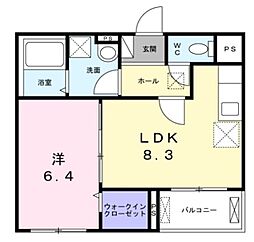 ユニクビルゴ 2階1LDKの間取り