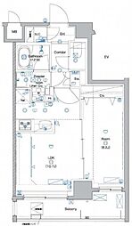アンベリール亀戸パーク 1LDKの間取図画像