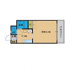 グラン・シャンテ 1Kの間取図画像