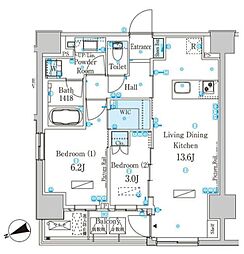 パークアクシス芝浦キャナル 2LDKの間取図画像