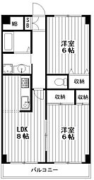 パピヨン.ドルメール 2LDKの間取図画像