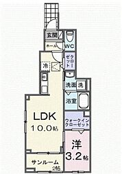 ヒカルサ西大宮 1LDKの間取図画像