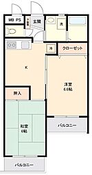 ホーユウパレス青梅 2DKの間取図画像