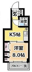 石井ダイアパレス中落合 1Kの間取図画像