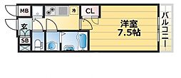 プレサンス三宮フラワーロード 1Kの間取図画像