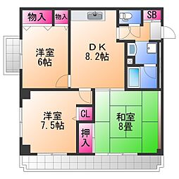 ルナパリス 3DKの間取図画像