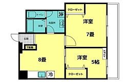 第3山田マンシオン 2LDKの間取図画像